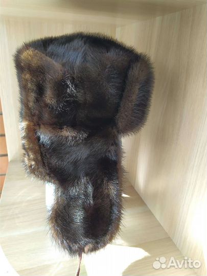 Норковая шапка-ушанка женская (54р)