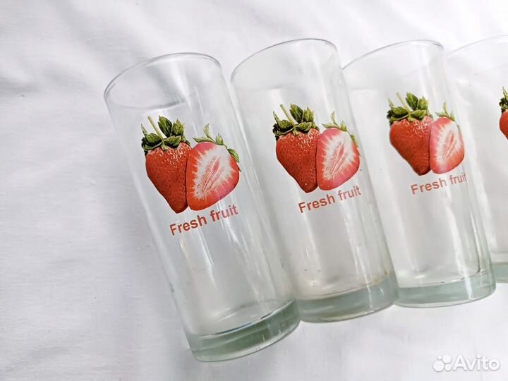 Набор стаканов с ягодами, стеклянные, 6 шт