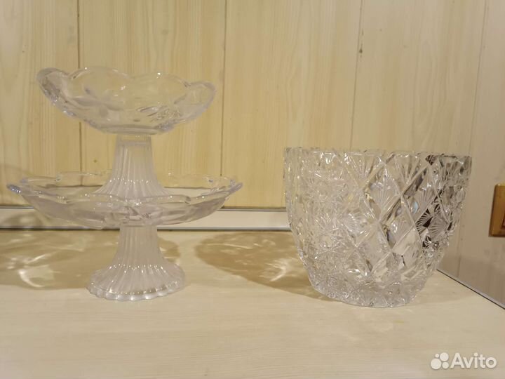 Ваза хрусталь СССР. Вазы японское стекло