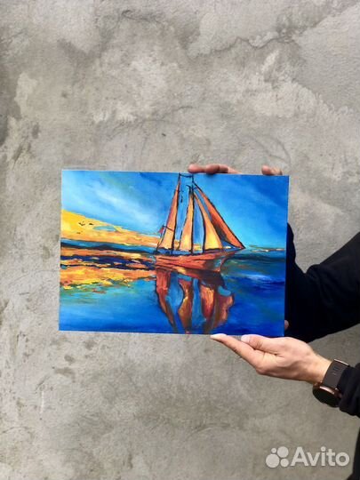 Картины маслом парусник/море и Африка