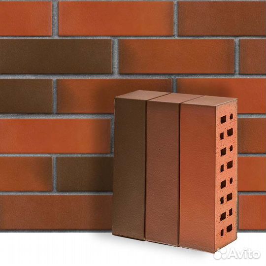 Клинкер фасадный красный флэшинг 
