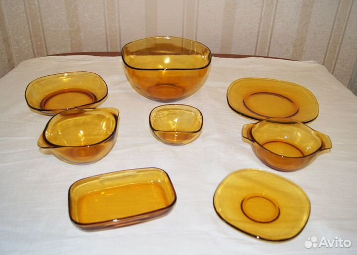 Набор посуды, Франция, светлорыжея, квадратная