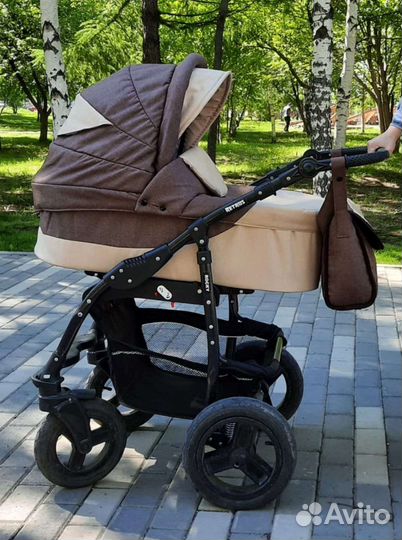 Коляска Retrus Rocky 2 в 1 (шоко/бежевый лен)