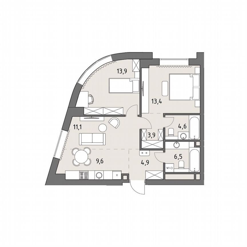 3-к. квартира, 67,8 м², 18/35 эт.