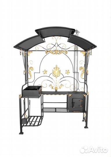 Мангал с крышей / лофт кованый с печью и беседкой