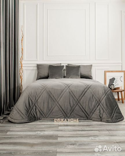 Покрывало беллиссимо стальной новое плед бархат