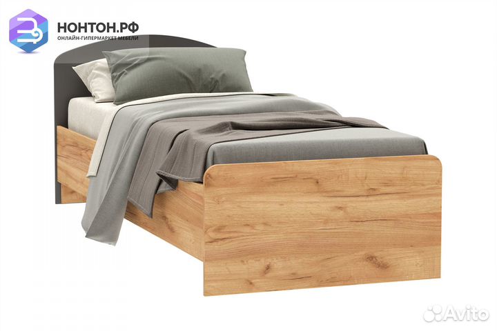 Кровать Мартина графит / дуб крафт