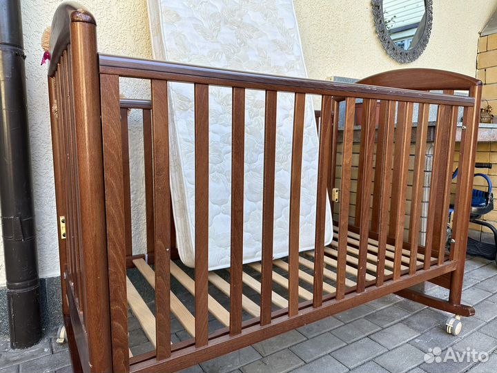 Детская кроватка-качалка papaloni с матрасом