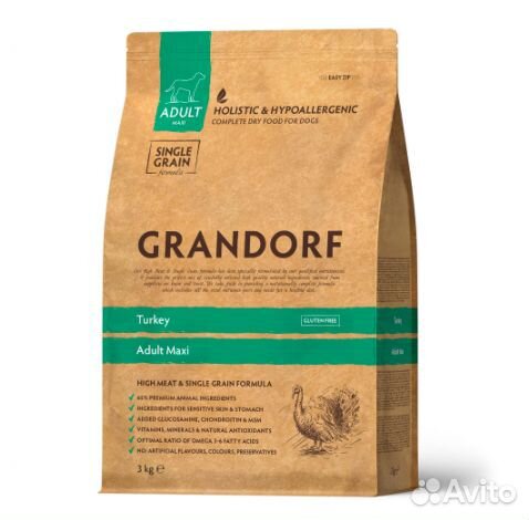 Grandorf Сухой корм для крупных пород индейка 3 кг