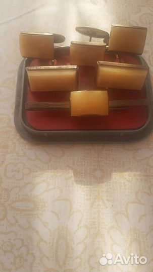 Комлект запонки и зажим для галстука