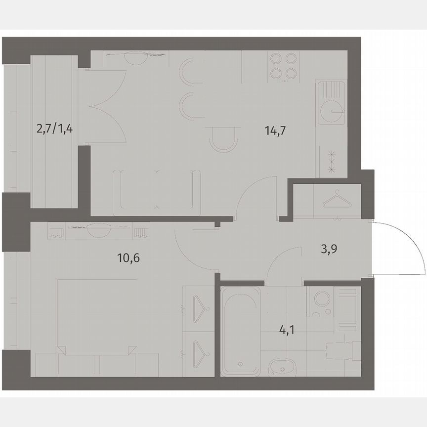 1-к. квартира, 34,7 м², 3/11 эт.
