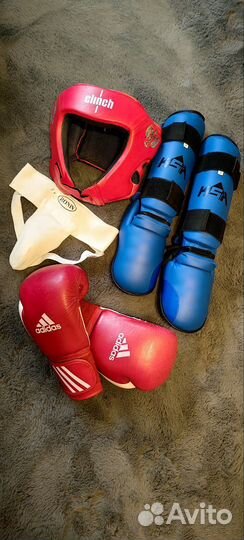 Шлем, перчатки, защита голени,паха, груша 10 кг