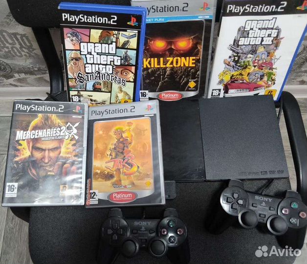 Sony PS2 + 5 игр на неё