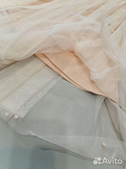 Фатиновая юбка миди на резинке фатин цвета пудра