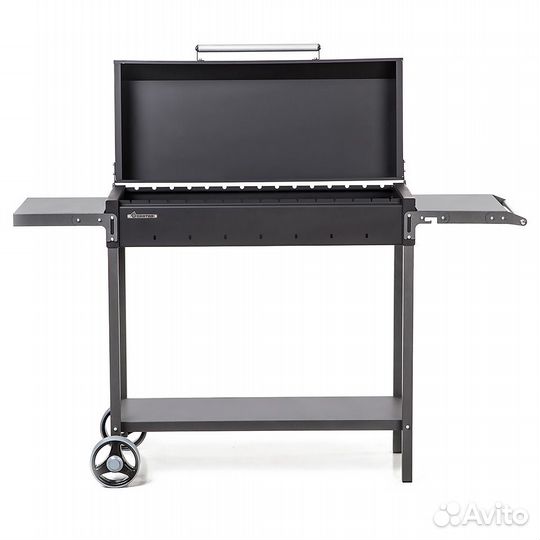 Мангал с крышкой барбекю и полкой на колесах
