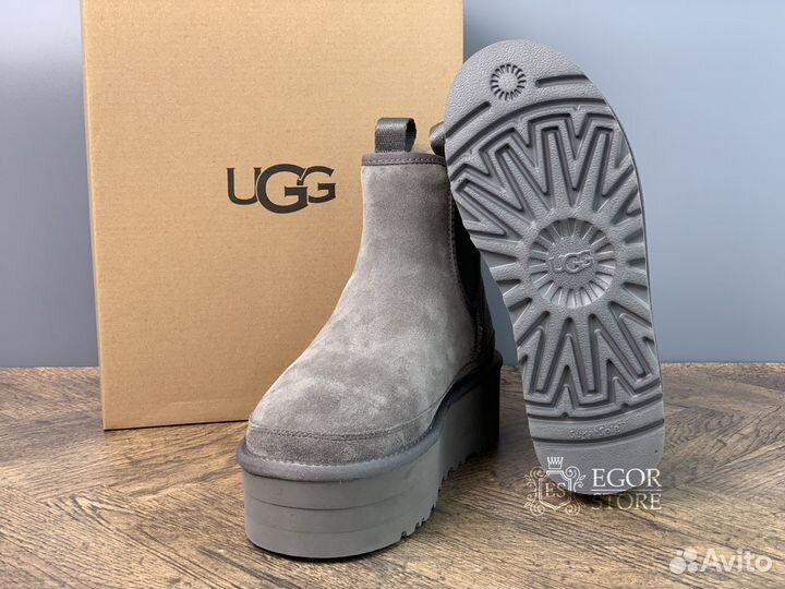 Ugg Neumel Platform Chelsea Grey угги женские боти