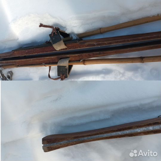 Лыжи деревянные с палками