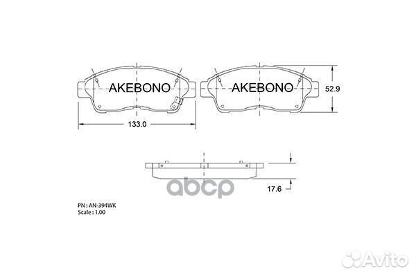 Колодки тормозные дисковые передние AN-394WK Ak