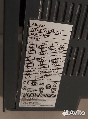 Преобразователь Schneider Electric ATV212HD18N4