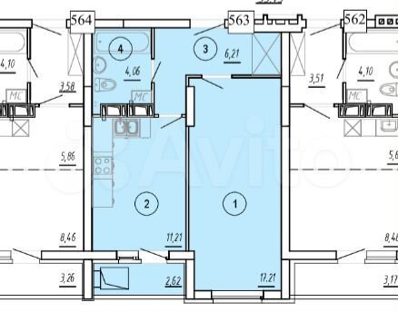 1-к. квартира, 41,3 м², 8/16 эт.