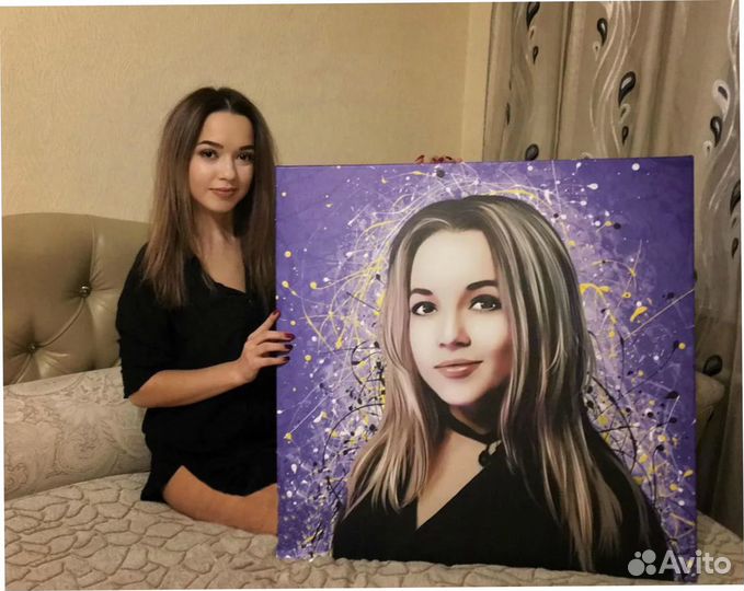 Портрет на холсте по фото (разные размеры)