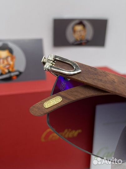 Очки cartier с деревянными дужками