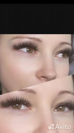 Наращивание ресниц, оформление бровей