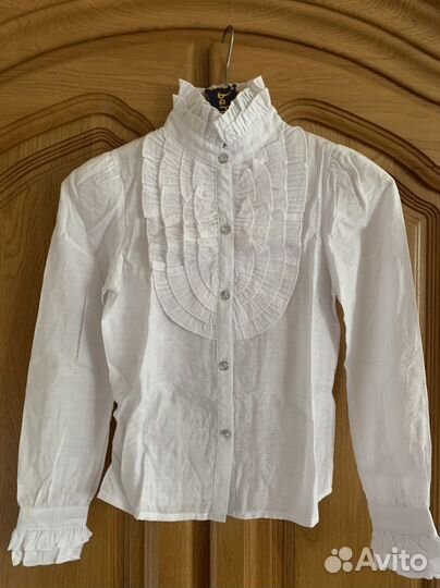 Блузка белая школьная для девочек 142