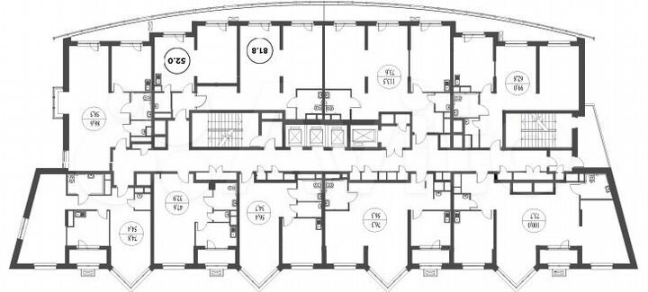 2-к. апартаменты, 52 м², 17/29 эт.