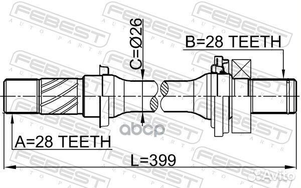 Полуось mazda 6 GG/GH 02-10 прав. 0512-6GG Febest