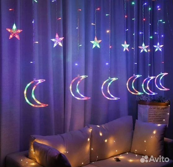 Гирлянда домашняя Звезды и Луна оптом