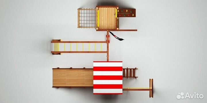 Детский спортивный комплекс с крышей для дачи