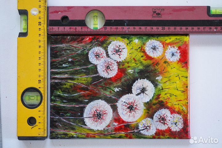 Картина Одуванчики 24см*18см масло/холст