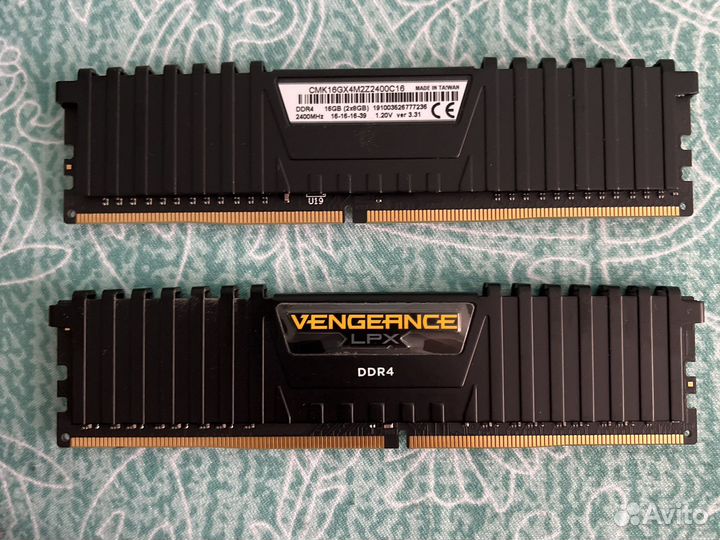 Оперативная память ddr4 2x16Гб vengeance lpx 2400
