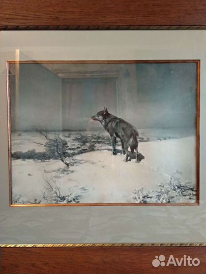 Старинная литография 19 века Польша