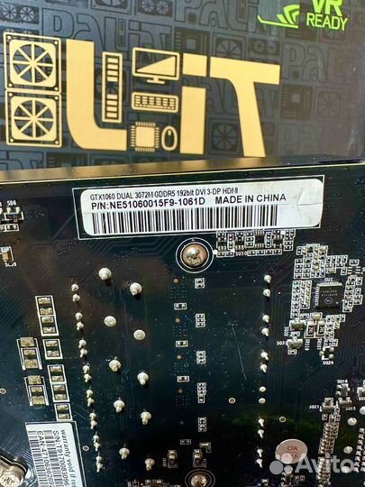 Видеокарта GTX Palit Dual 1060 3 gb