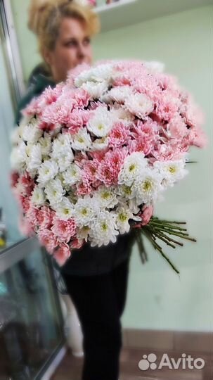 Большие букеты из хризантем