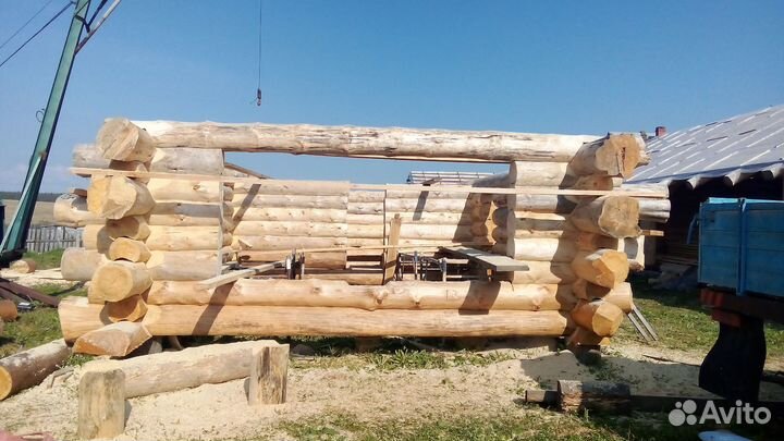 Сруб дома из бревна