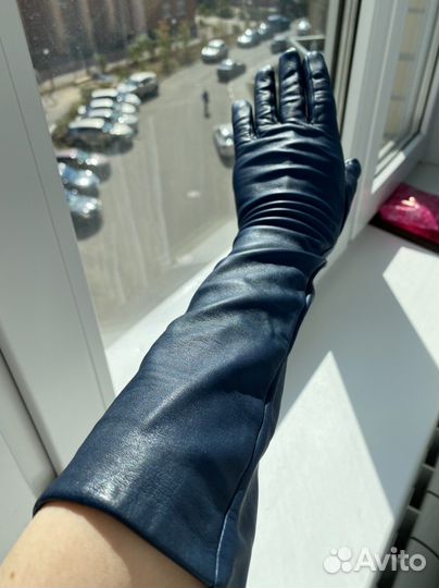 Перчатки кожаные удлиненные женские 6 размер