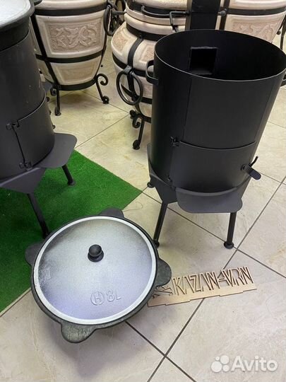 Комлпект казан чугунный и печь с дымоходом