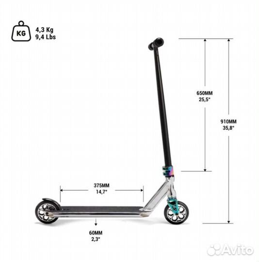 Самокат MF3.6 V5 neochrome oxelo для фристайла