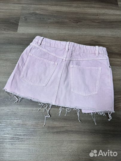 Джинсовая юбка мини розовая O'stin S