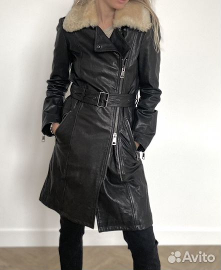 Дубленка винтажный кожаный плащ Burberry оригинал