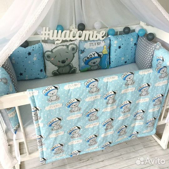 Новый комплект в кроватку новорожденному