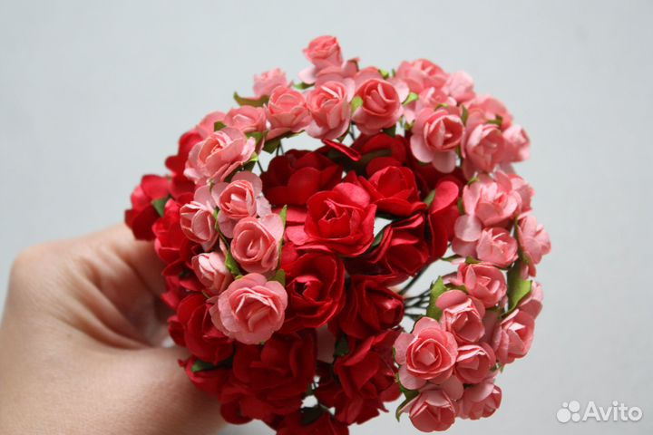 Бумажные цветы для скрапбукинга Мини розы цветы