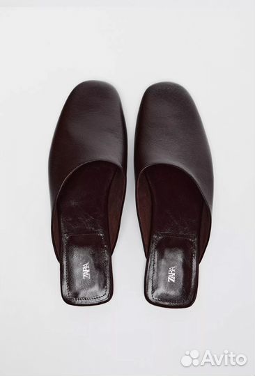 Кожаные туфли-мюли Zara