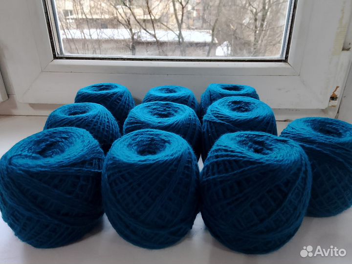 Пряжа 10 мотков шерсть малахит
