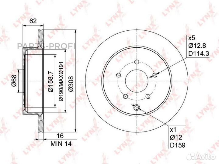 Lynxauto BN1116 Диск тормозной зад