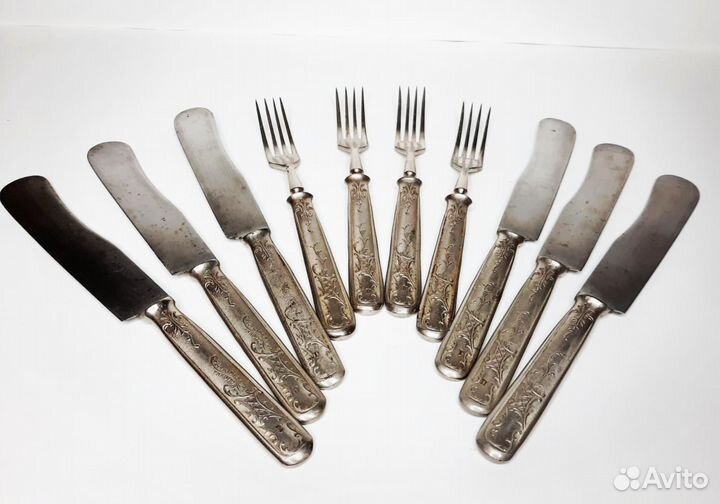 Набор мельхиоровых ножей,вилок 10шт. г.Павлов СССР
