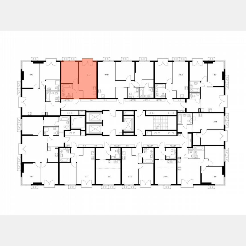 1-к. квартира, 37,1 м², 23/24 эт.